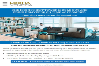 Book 2, 3 & 4 bed residences starting @ Rs. 3.96 Cr+ at Lodha Venezia in Mumbai